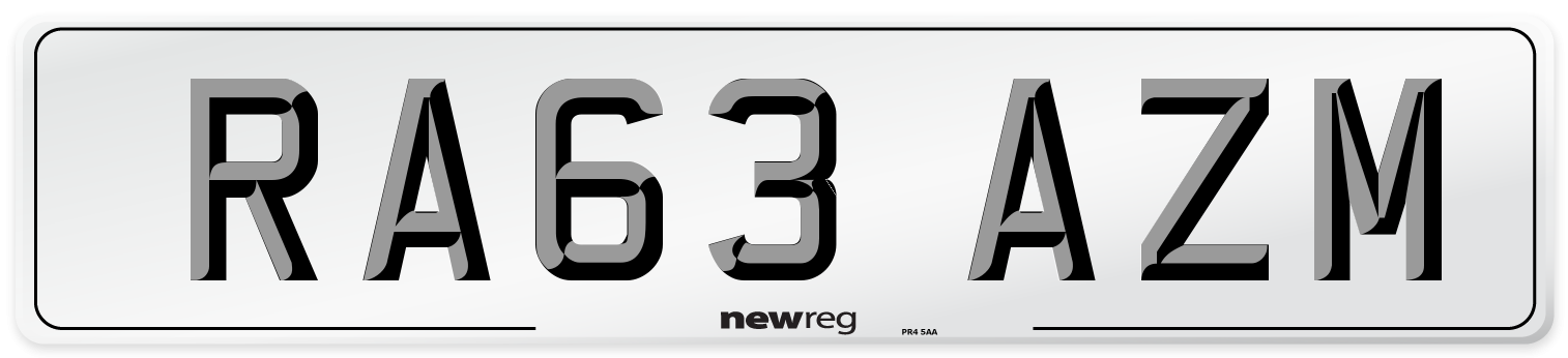 RA63 AZM Number Plate from New Reg